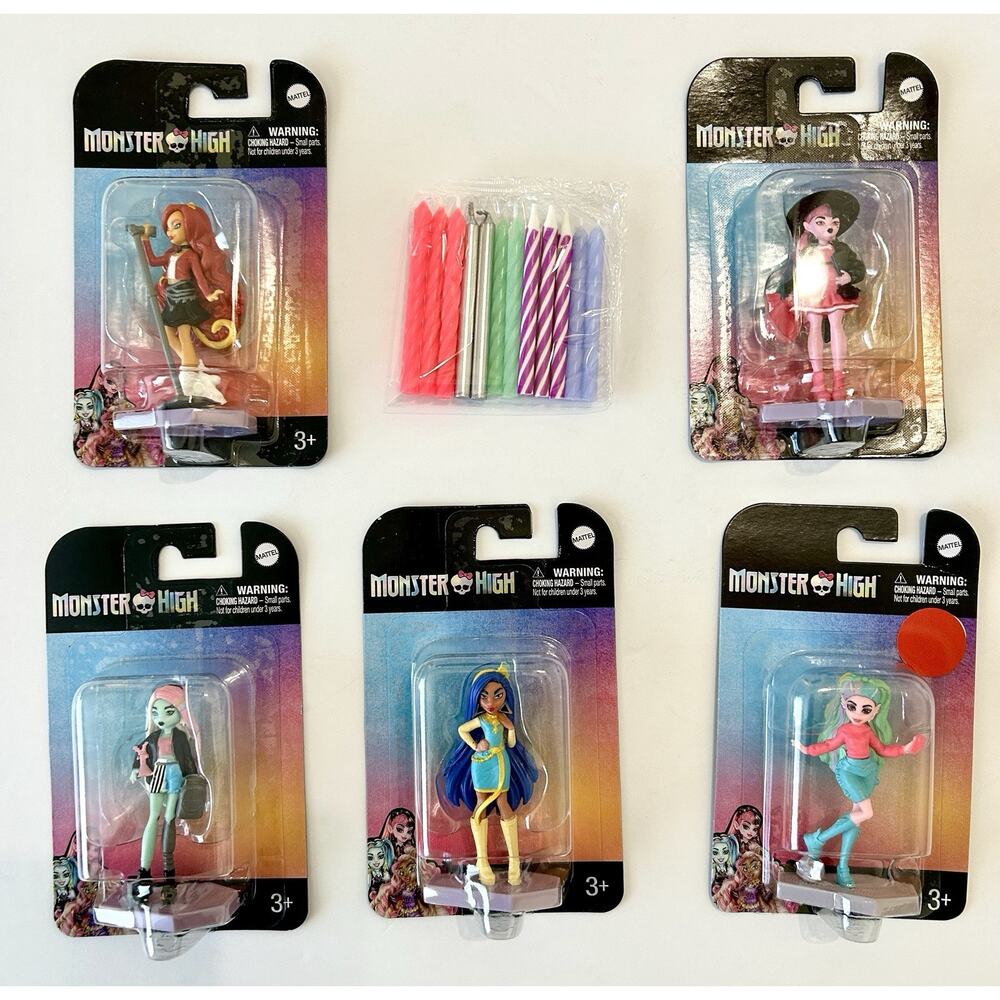 NEW Monster High Birthday Cake Topper Set – 5 Figures & Matching Candles SEALED